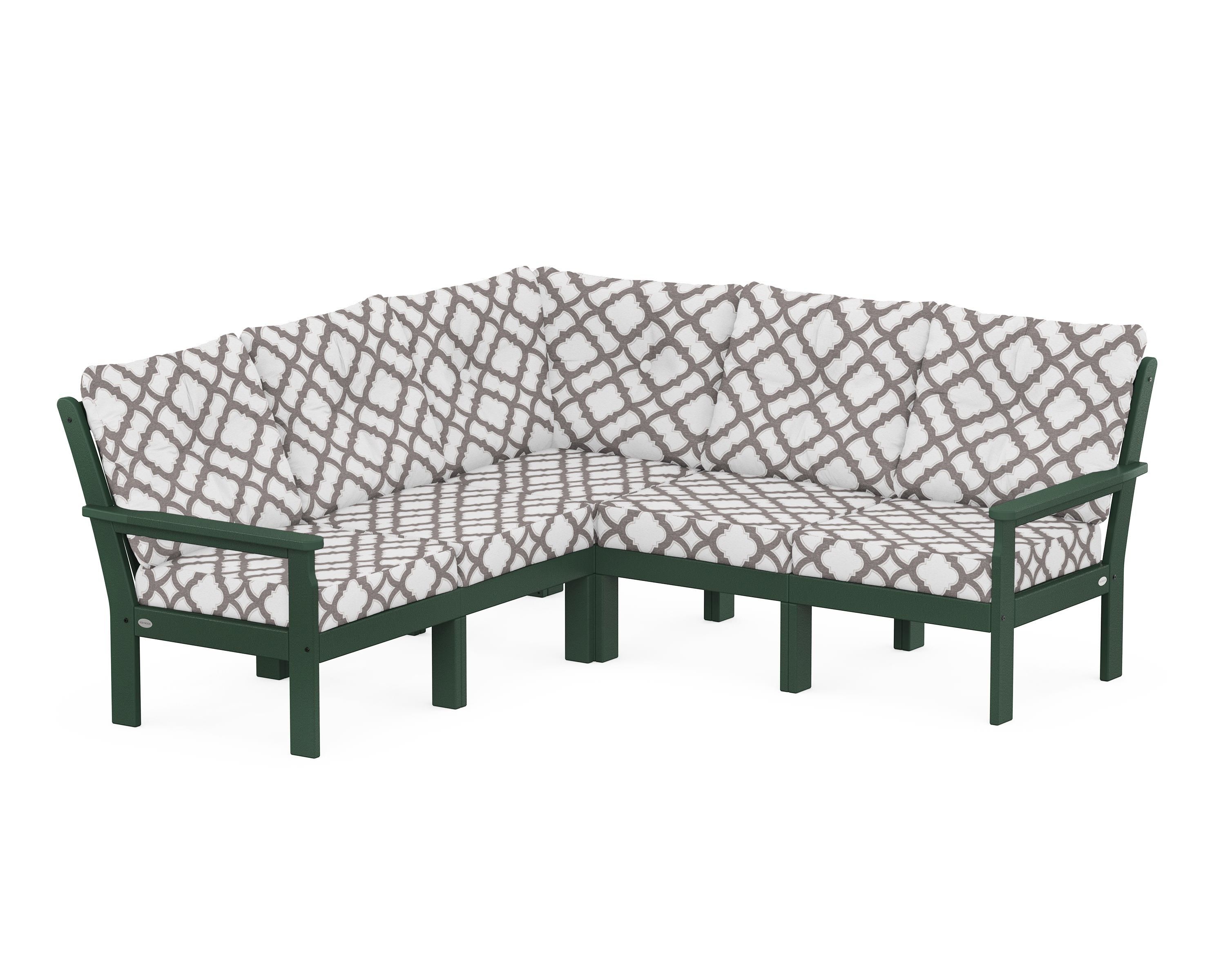 POLYWOOD® Vineyard 5-Piece Sectional in Green / Trellis Grey Mist