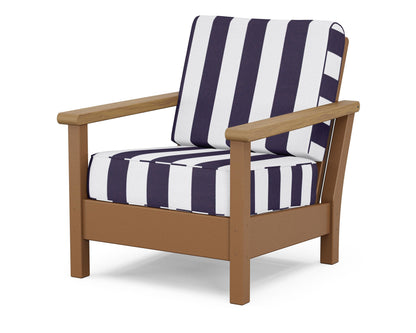 POLYWOOD® Harbour Deep Seating Chair in Teak / Natural / Cabana Stripe Navy