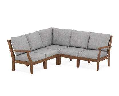 POLYWOOD® Braxton Modular 5-Piece Deep Seating Set in Teak / Grey Mist