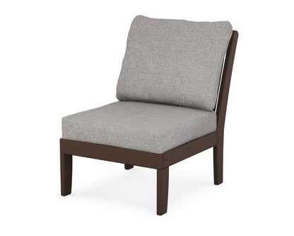 POLYWOOD® Braxton Modular Armless Chair in Mahogany / Grey Mist