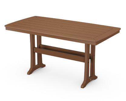 POLYWOOD® Nautical Trestle 38" x 73" Counter Table in Teak