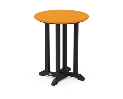 POLYWOOD® Contempo 24" Round Dining Table in Black / Tangerine