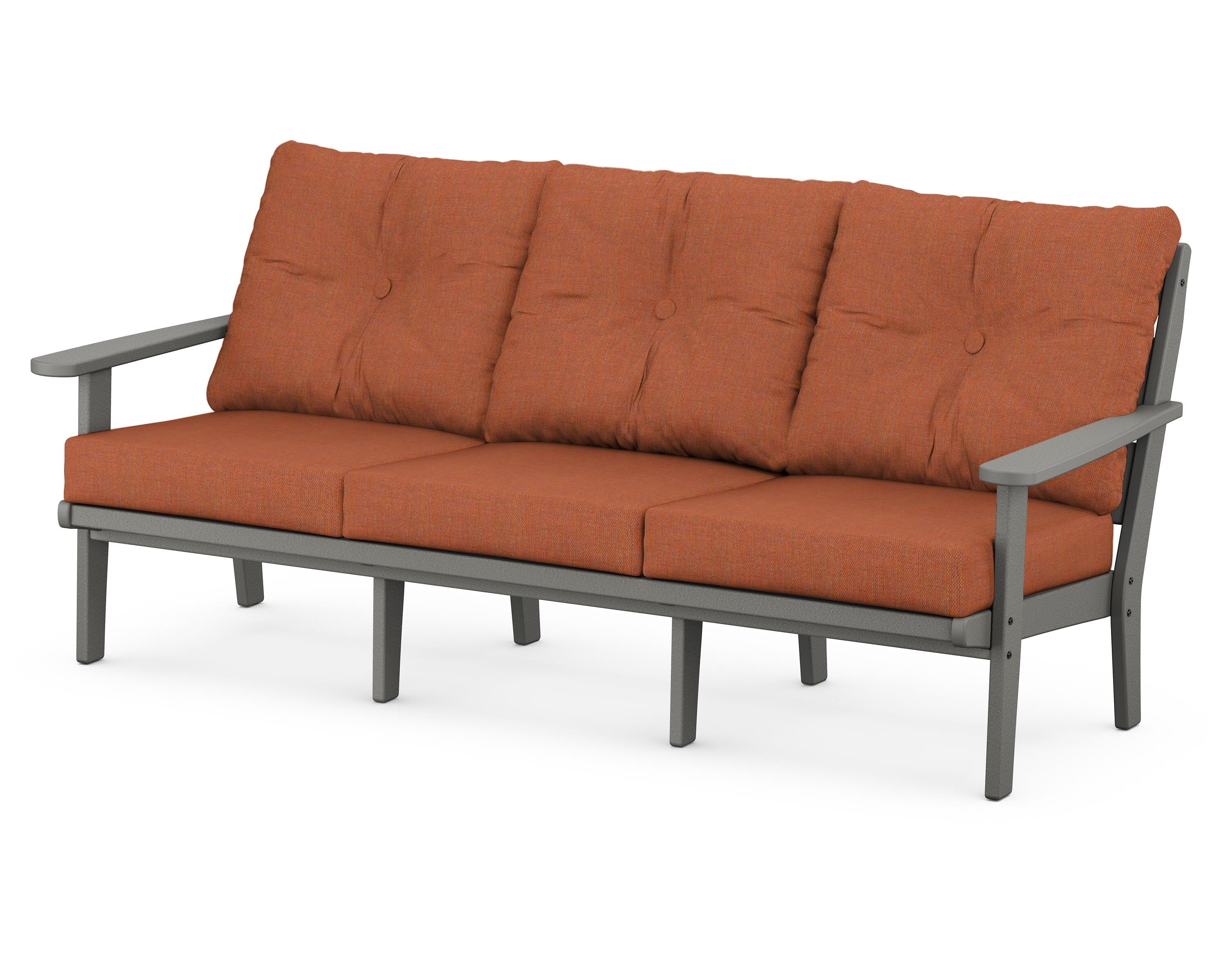 POLYWOOD® Lakeside Deep Seating Sofa in Slate Grey / Play Adobe