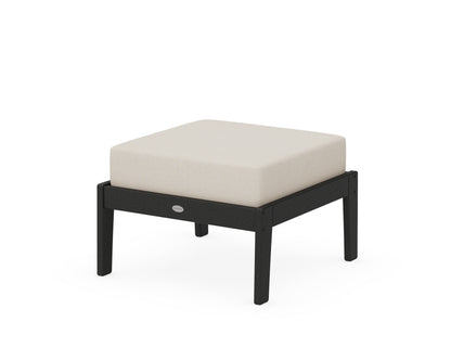 Unbranded Deep Seating Ottoman in Black / Dune Burlap