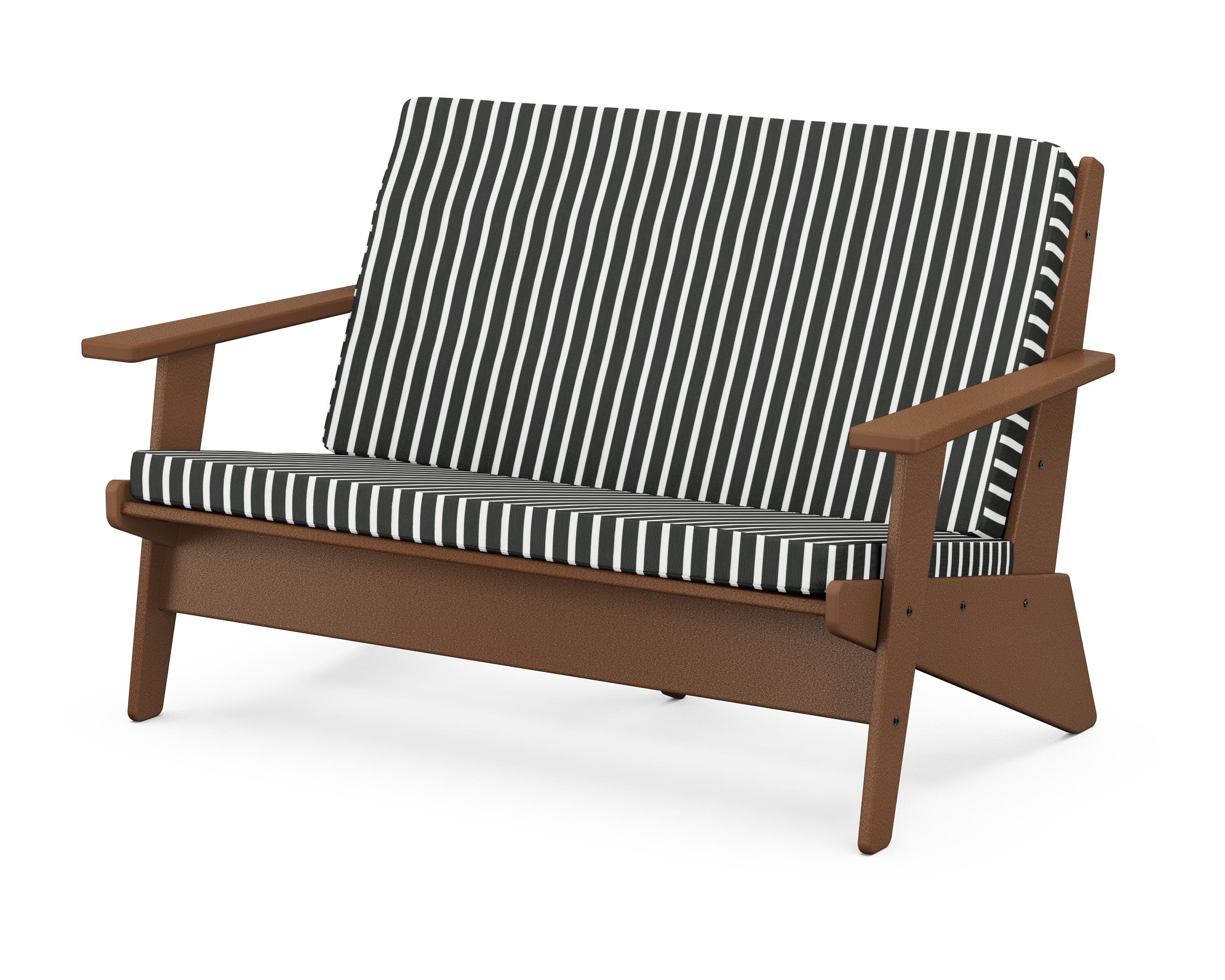 POLYWOOD® Riviera Modern Lounge Loveseat in Teak / Shore Classic