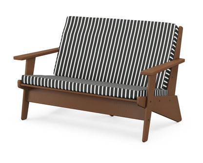 POLYWOOD® Riviera Modern Lounge Loveseat in Teak / Shore Classic