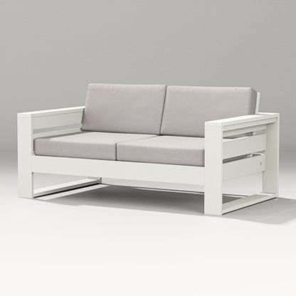 PW Designer Series Latitude Loveseat in Vintage White / Dune Burlap