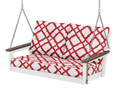 POLYWOOD® Vineyard Deep Seating Swing in White / Kona / Trellis Crimson