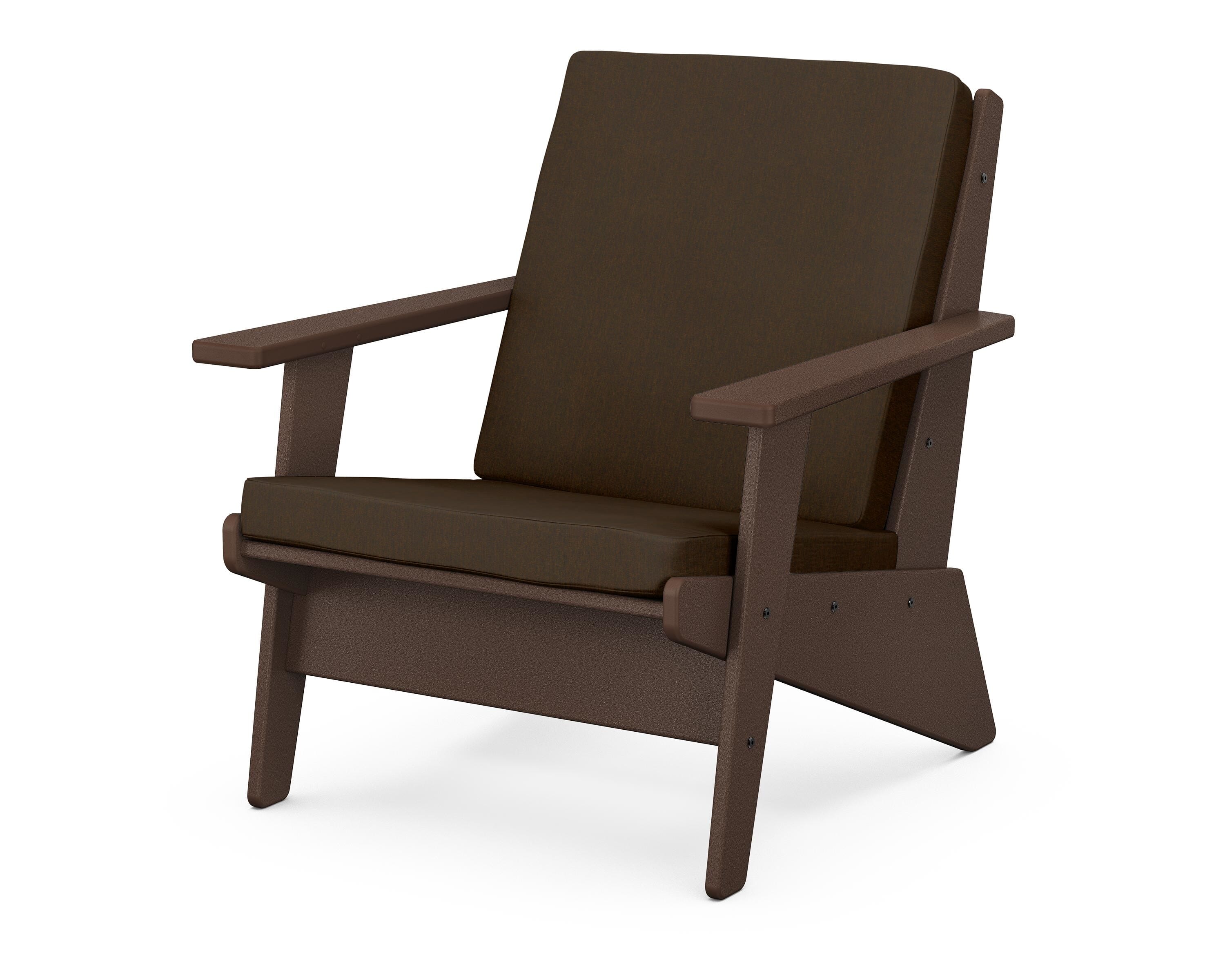 POLYWOOD® Riviera Modern Lounge Chair in Mahogany / Canvas Java