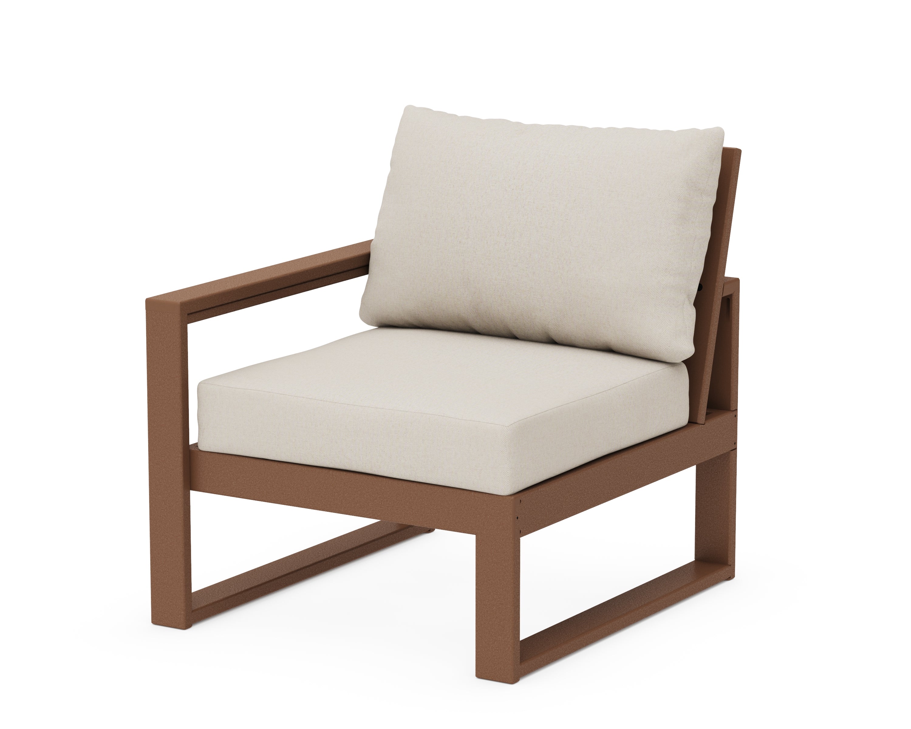 POLYWOOD® EDGE Modular Left Arm Chair in Teak / Dune Burlap