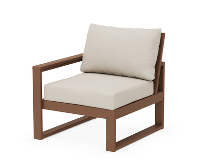 POLYWOOD® EDGE Modular Left Arm Chair in Teak / Dune Burlap