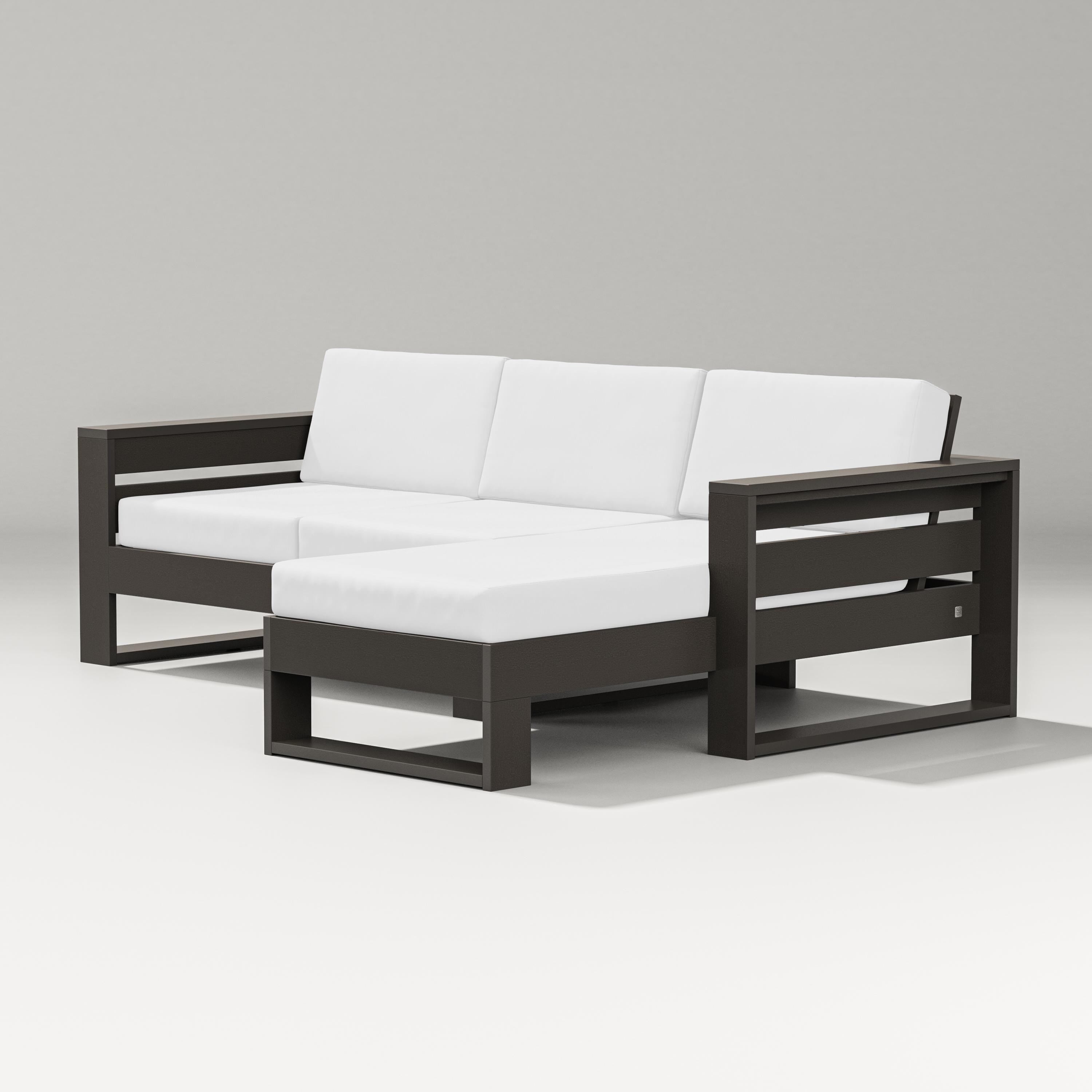 PW Designer Series Latitude Right Chaise Sectional in Vintage Coffee / Natural