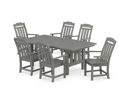 POLYWOOD® Cottage Arm Chair 7-Piece Mission Dining Set in Slate Grey