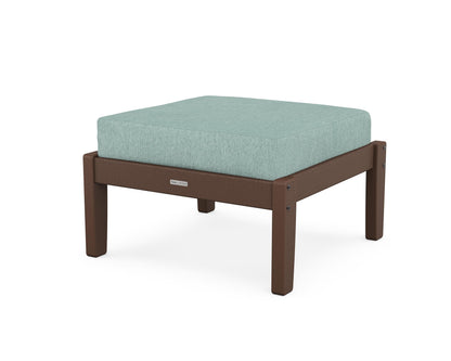 Martha Stewart by POLYWOOD® Chinoiserie Deep Seating Ottoman in Mahogany / Glacier Spa