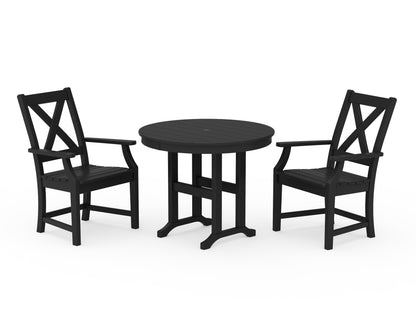 POLYWOOD® Braxton 3-Piece Round Dining Set in Black