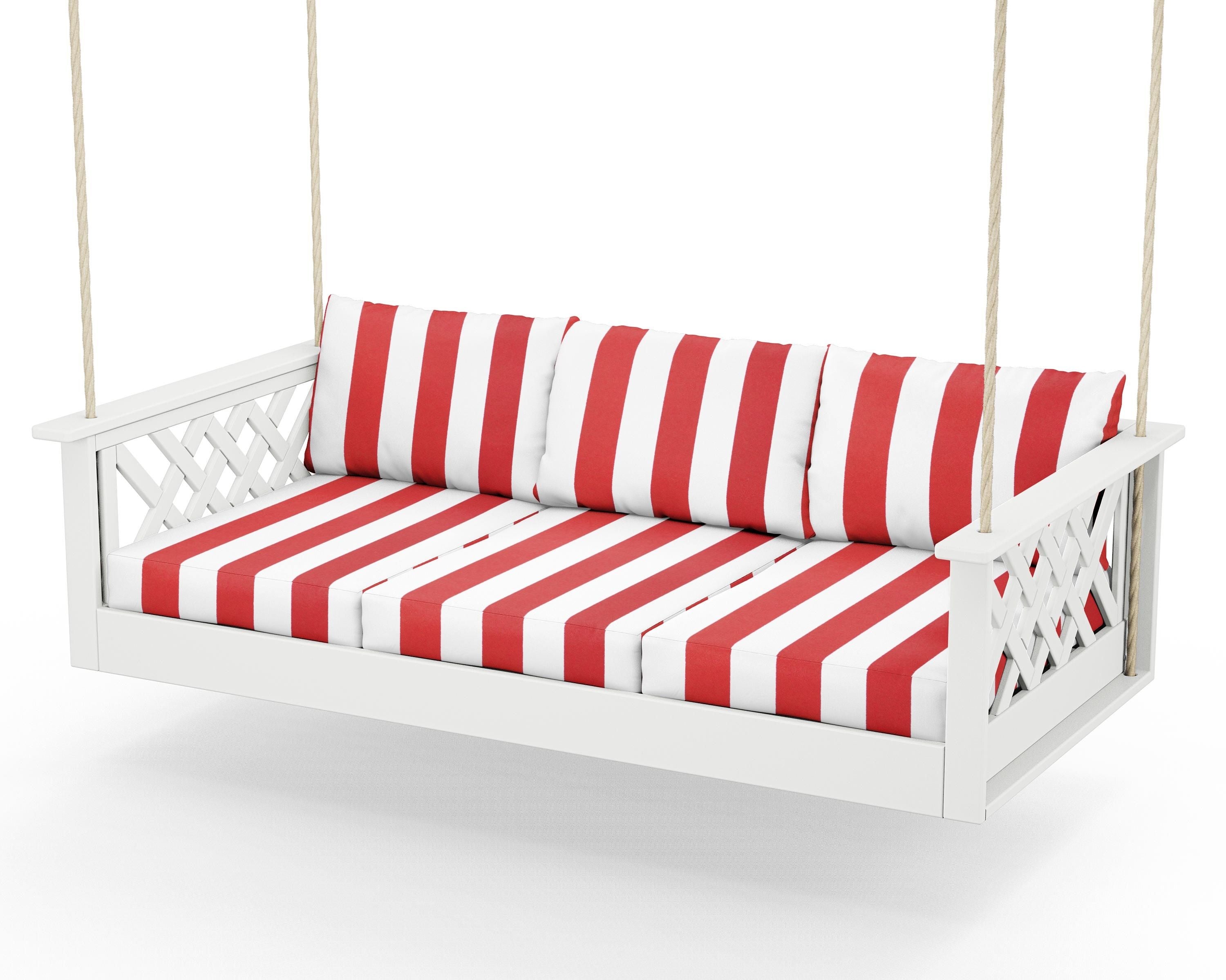 Country Living Wovendale Daybed Swing in White / Cabana Stripe Crimson