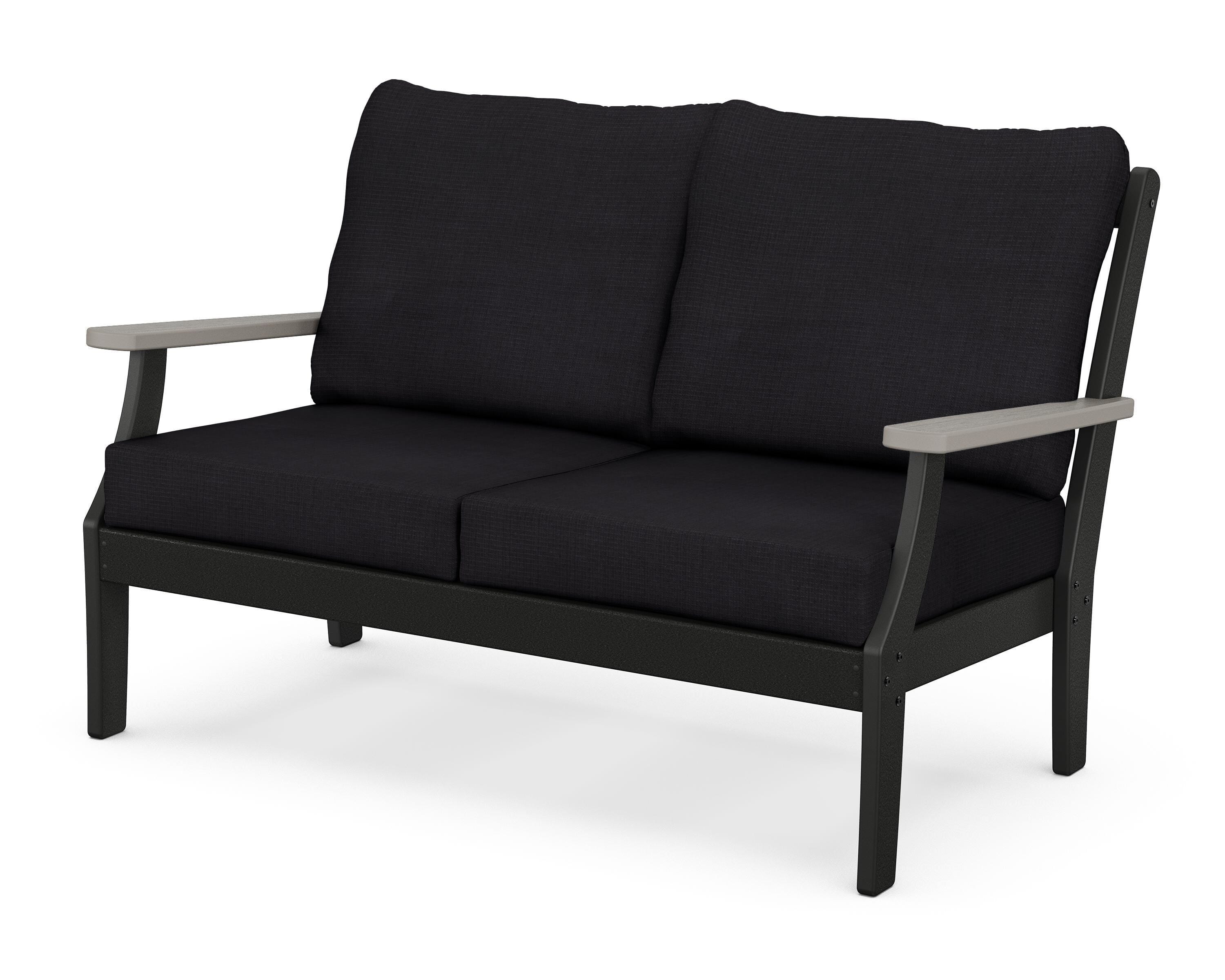 POLYWOOD® Braxton Deep Seating Loveseat in Black / Driftwood / Midnight Linen
