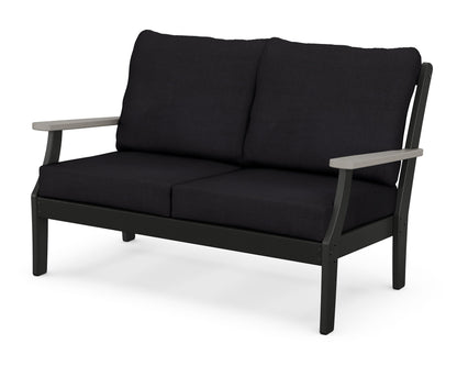 POLYWOOD® Braxton Deep Seating Loveseat in Black / Driftwood / Midnight Linen