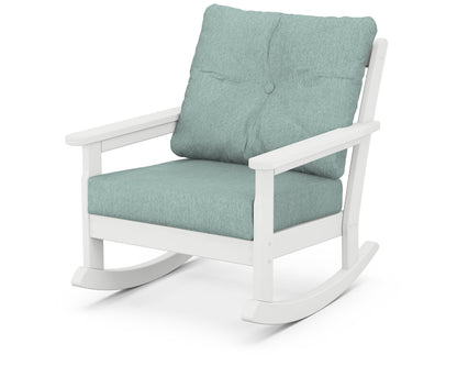 POLYWOOD® Vineyard Deep Seating Rocking Chair in White / Glacier Spa