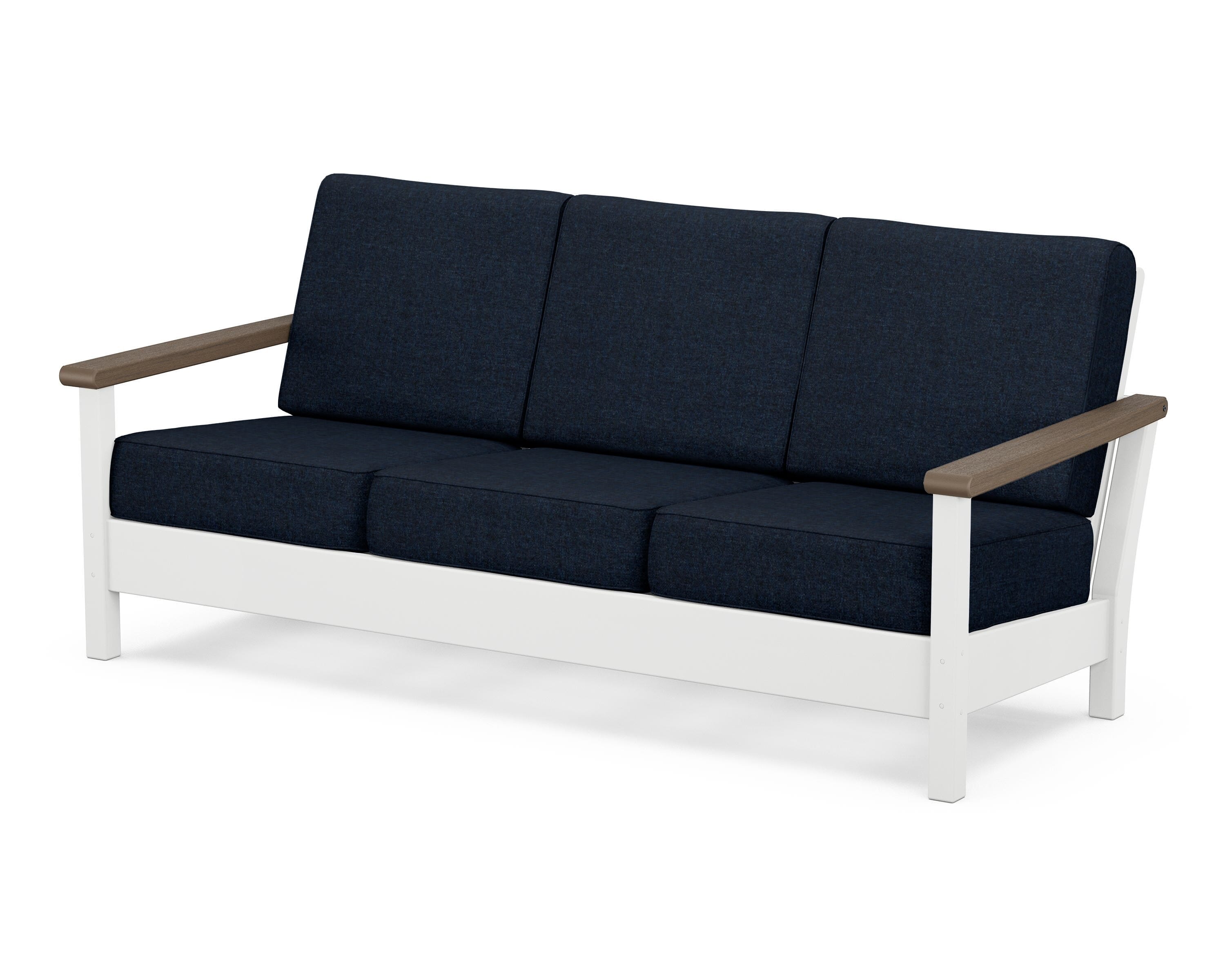 POLYWOOD® Harbour Deep Seating Sofa in White / Kona / Marine Indigo
