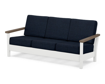 POLYWOOD® Harbour Deep Seating Sofa in White / Kona / Marine Indigo