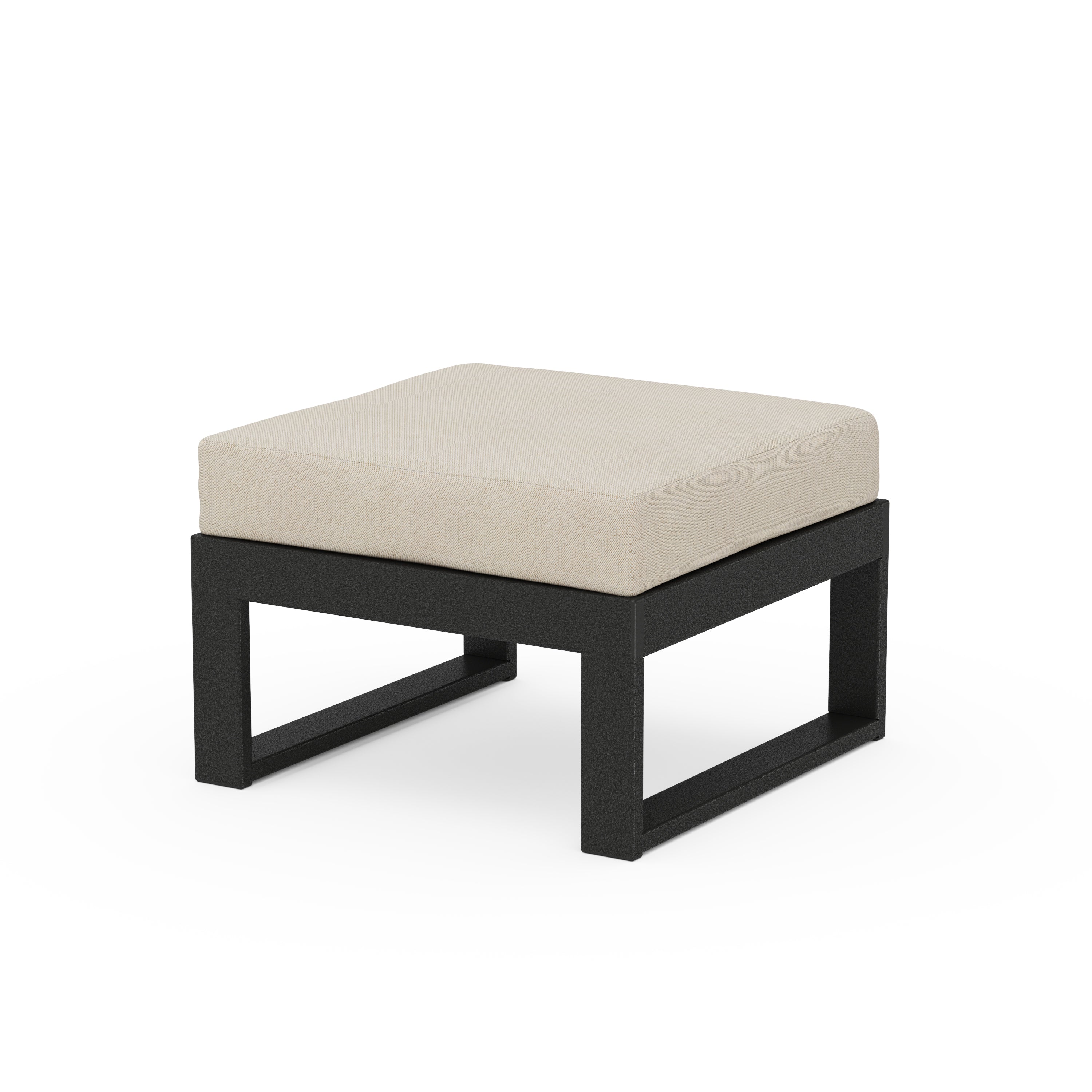 Unbranded Modular Ottoman - Modern in Black / Blend Linen