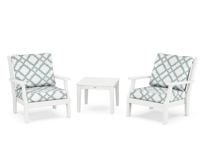 Country Living Wovendale 3-Piece Deep Seating Set in White / Trellis Glacier Spa