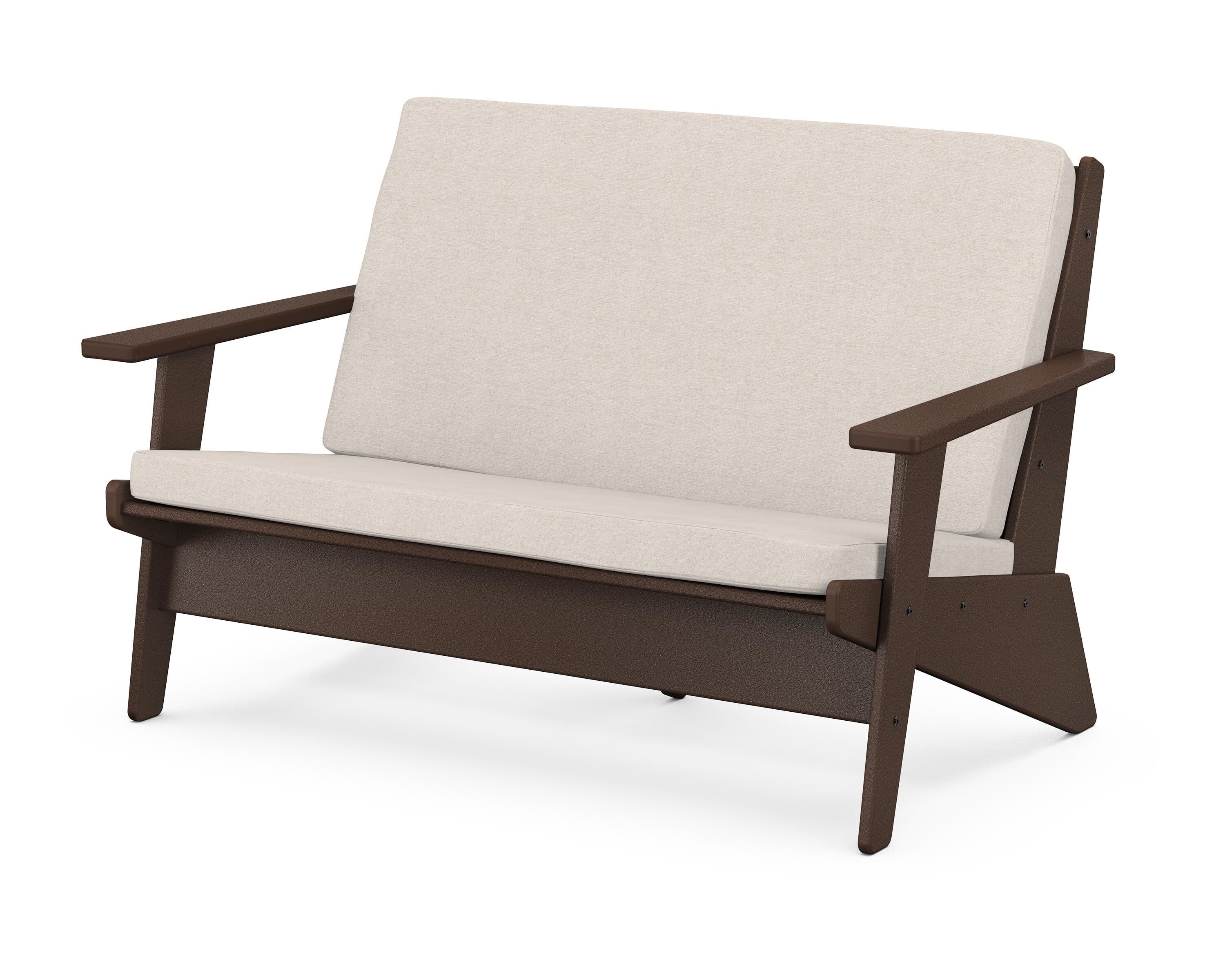 POLYWOOD® Riviera Modern Lounge Loveseat in Mahogany / Nuance Cloud