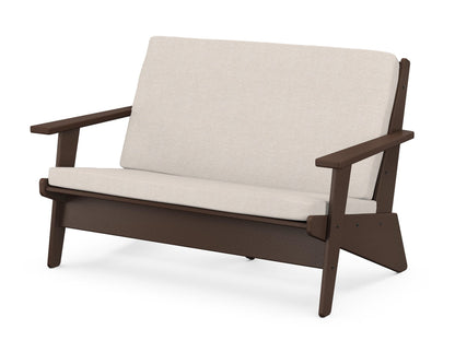 POLYWOOD® Riviera Modern Lounge Loveseat in Mahogany / Nuance Cloud