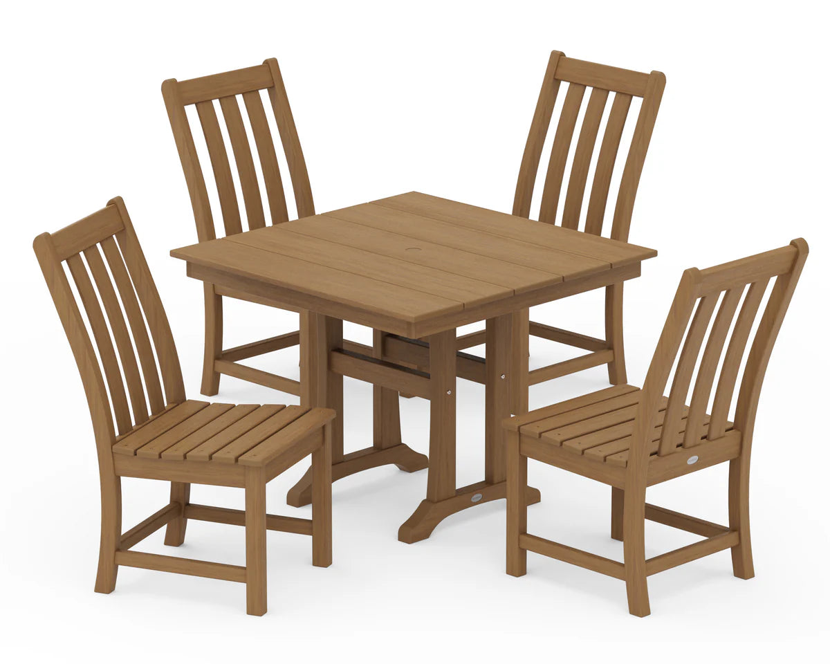 Vineyard 5-Piece Farmhouse Trestle Side Chair Dining Set