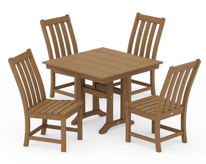 Vineyard 5-Piece Farmhouse Trestle Side Chair Dining Set