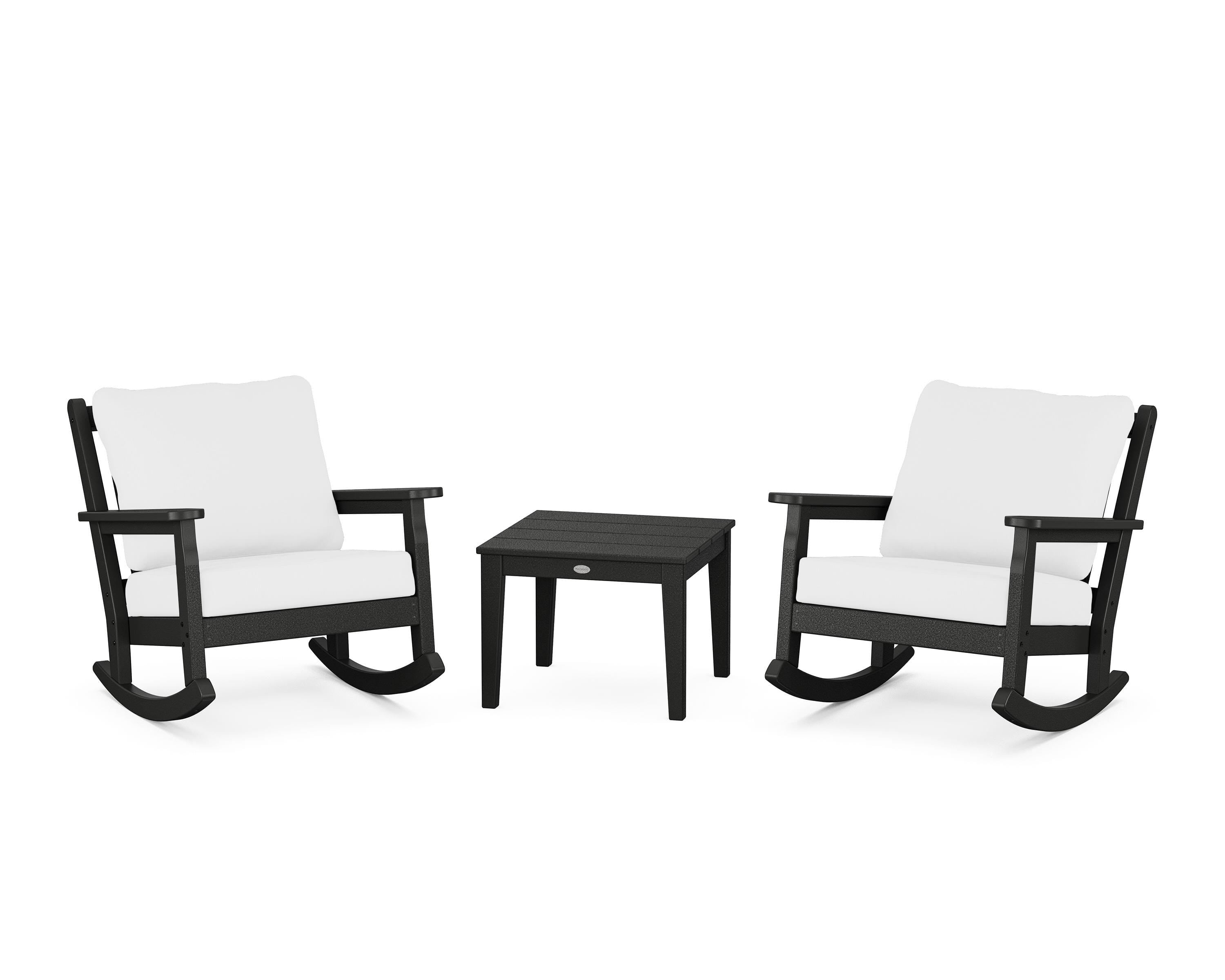 POLYWOOD® Chippendale 3-Piece Deep Seating Rocker Set in Black / Natural