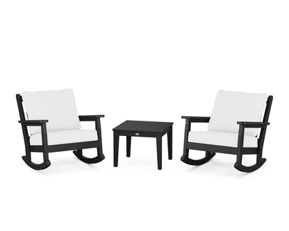 POLYWOOD® Chippendale 3-Piece Deep Seating Rocker Set in Black / Natural