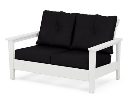 POLYWOOD® Prescott Deep Seating Loveseat in White / Midnight Linen