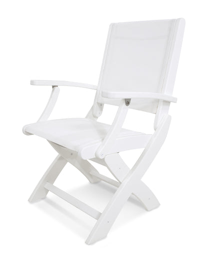 POLYWOOD® Coastal Folding Chair in White / White Sling