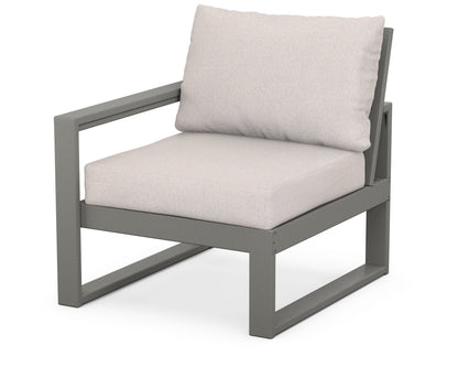 POLYWOOD® EDGE Modular Left Arm Chair in Slate Grey / Dune Burlap