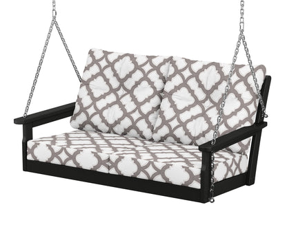 POLYWOOD® Vineyard Deep Seating Swing in Black / Trellis Grey Mist