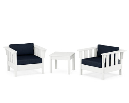 Martha Stewart by POLYWOOD® Acadia 3-Piece Deep Seating Set in White / Marine Indigo