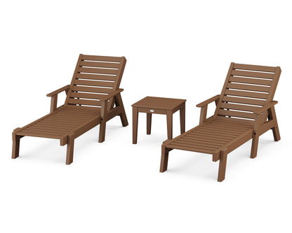 POLYWOOD® Captain Chaise 3-Piece Set with Arms in Teak