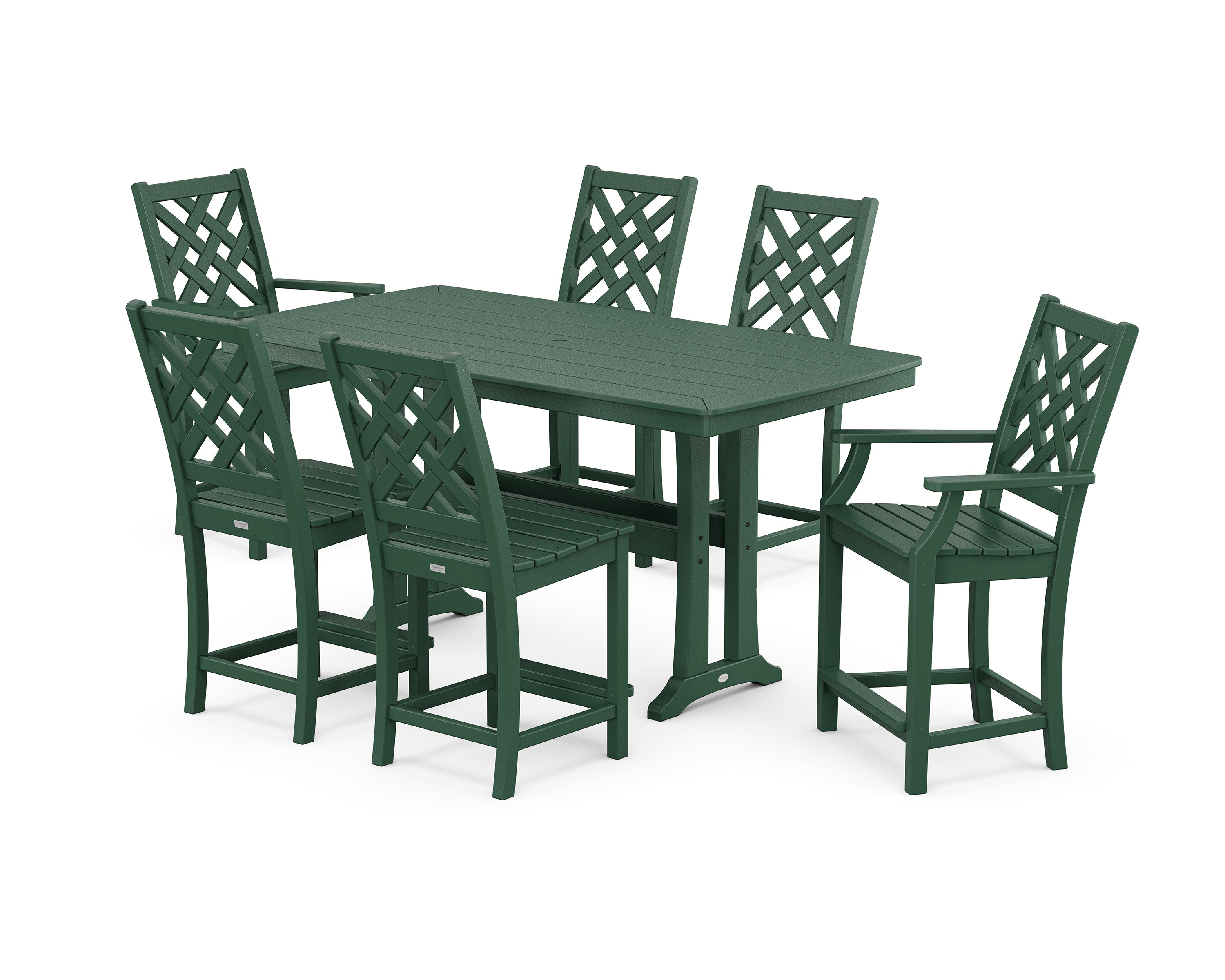 Country Living Wovendale 7-Piece Counter Set with Trestle Legs in Green