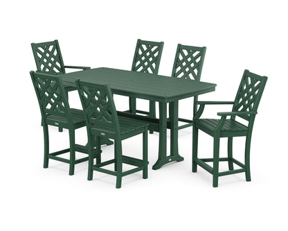 Country Living Wovendale 7-Piece Counter Set with Trestle Legs in Green