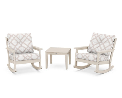 POLYWOOD® Vineyard 3-Piece Deep Seating Rocker Set in Sand / Trellis Dune Burlap