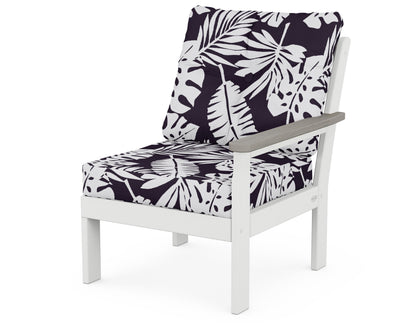POLYWOOD® Vineyard Modular Right Arm Chair in White / Driftwood / Leaf Navy