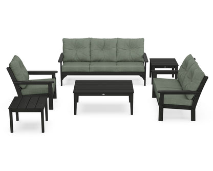 POLYWOOD® Vineyard 6-Piece Deep Seating Set in Black / Cast Sage