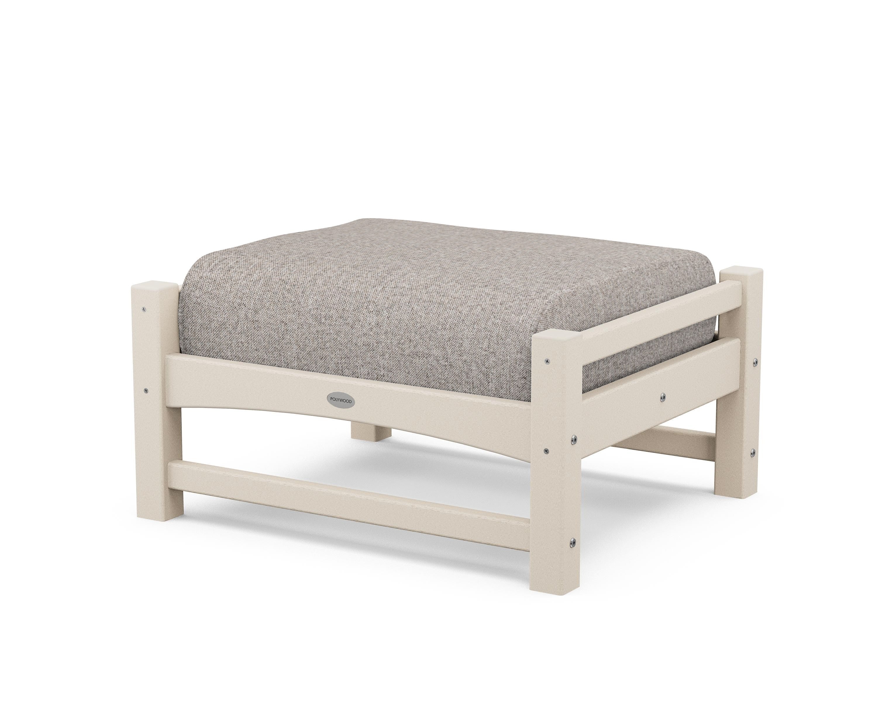 POLYWOOD® Club Ottoman in Sand / Weathered Tweed