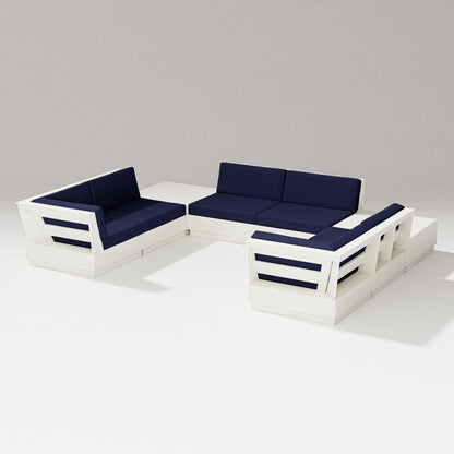 PW Designer Series Elevate 8-Piece U-Shaped Sectional in Vintage White / Navy