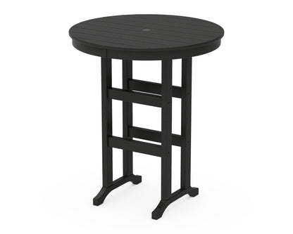 POLYWOOD® 36" Round Farmhouse Bar Table in Black
