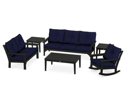 POLYWOOD® Vineyard 6-Piece Deep Seating Set in Black / Navy