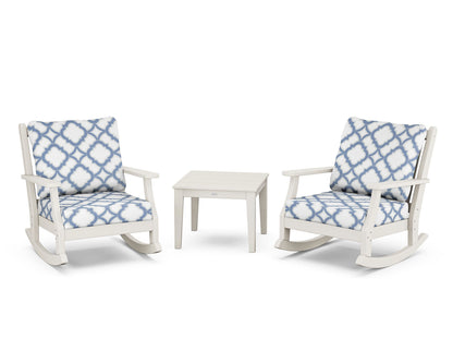 Country Living Wovendale 3-Piece Deep Seating Rocker Set in Sand / Trellis Sky Blue