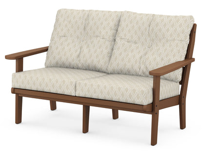 POLYWOOD® Lakeside Deep Seating Loveseat in Teak / Solve Linen